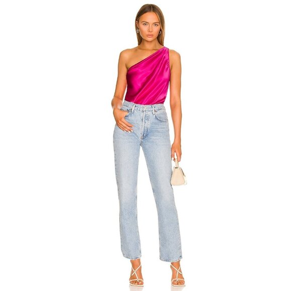 CAMI NYC Darby Bodysuit in Magenta Fuchsia Silk - Picture 5 of 5